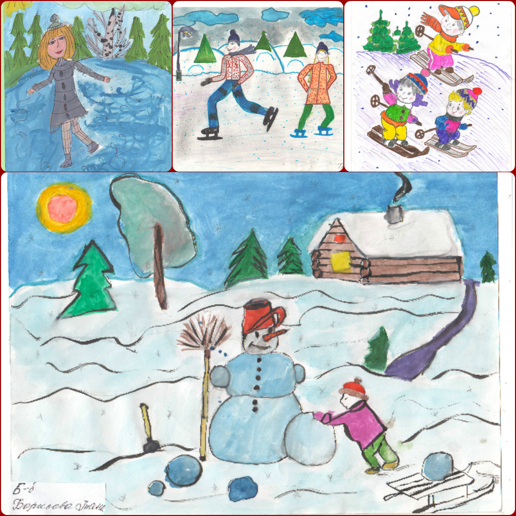 Легкие рисунки на тему зимние забавы